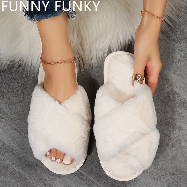 slippers winter women house cross band fluffy fur fashion warm shoes woman slip on flats female slides cozy home 230201, Black
slippers winter women house cross band fluffy fur fashion warm shoes woman slip on flats female slides cozy home 230201, Black