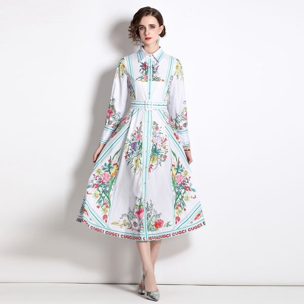 2023 fashion print lapel shirt dress long sleeve women single-breasted slim a-line designer dresses sweet chic ladies party dinner long flor, Black;gray
2023 fashion print lapel shirt dress long sleeve women single-breasted slim a-line designer dresses sweet chic ladies party dinner long flor, Black;gray