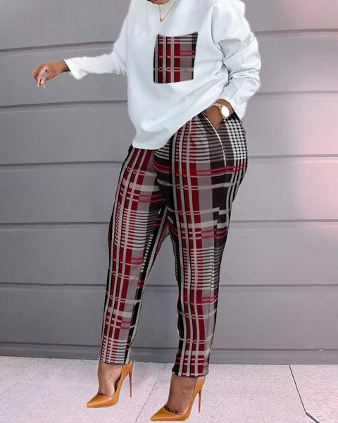 women's two piece pants 2 set track suit fashion patchwork o-collar long sleeve ladies streetwear 230201, White
women's two piece pants 2 set track suit fashion patchwork o-collar long sleeve ladies streetwear 230201, White