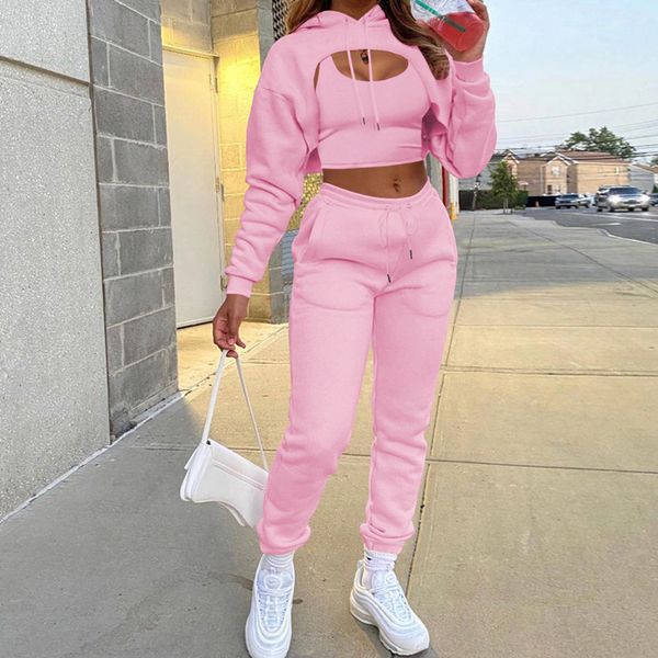 women's tracksuits autumn winter 3pcs set women tracksuit fleece long sleeve pullover crop hoodietanksjogger pants solid outfit sport s, Gray
women's tracksuits autumn winter 3pcs set women tracksuit fleece long sleeve pullover crop hoodietanksjogger pants solid outfit sport s, Gray