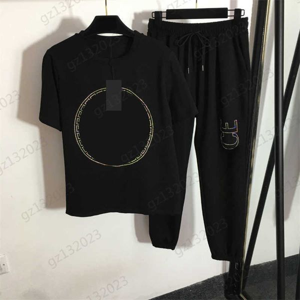 brand two piece pants drill figure printing decoration short sleeve pullover t-shirt match loose casual trousers 3 colors two piece set for, White
brand two piece pants drill figure printing decoration short sleeve pullover t-shirt match loose casual trousers 3 colors two piece set for, White