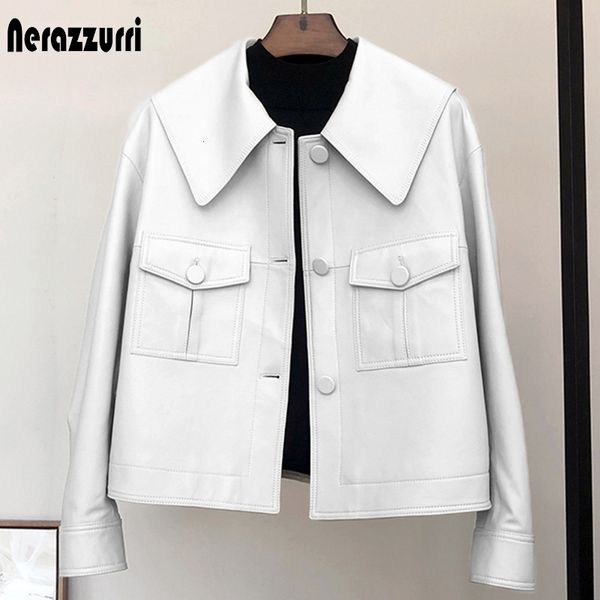 womens leather faux nerazzurri spring short light white leather jacket for women peter pan collar long sleeve casual jackets 230131, Black
womens leather faux nerazzurri spring short light white leather jacket for women peter pan collar long sleeve casual jackets 230131, Black