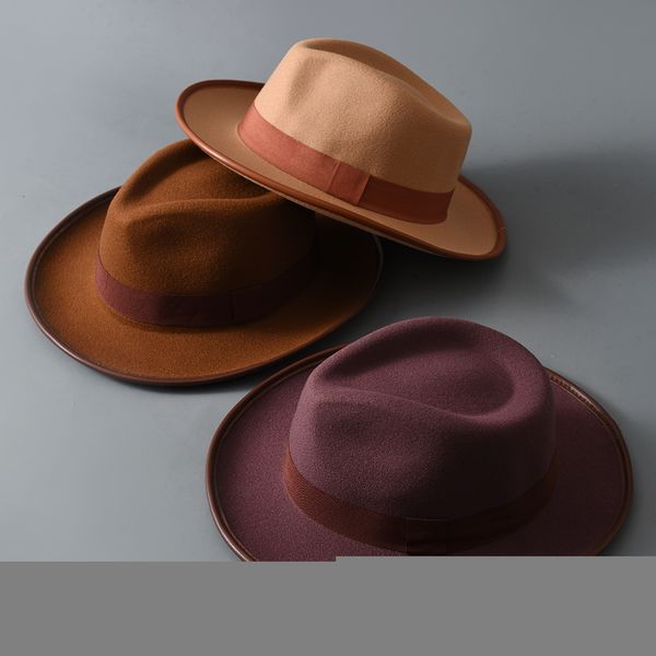 wide brim hats bucket men fedoras women fashion jazz hat autumn and winter coffee woolen blend cap outdoor casual dancing lm03 230131, Blue;gray
wide brim hats bucket men fedoras women fashion jazz hat autumn and winter coffee woolen blend cap outdoor casual dancing lm03 230131, Blue;gray