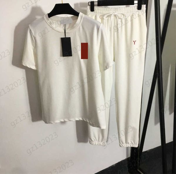 casual two piece pants brand logo printed round neck short sleeve pullover t-shirt match elastic waist drawstring loose trousers 3 colors tw, White
casual two piece pants brand logo printed round neck short sleeve pullover t-shirt match elastic waist drawstring loose trousers 3 colors tw, White