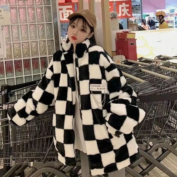 women's jackets mingliusiili black and white checkerboard style hoodie for women korean fashion winter allmatch oversized 230131, Black;brown
women's jackets mingliusiili black and white checkerboard style hoodie for women korean fashion winter allmatch oversized 230131, Black;brown