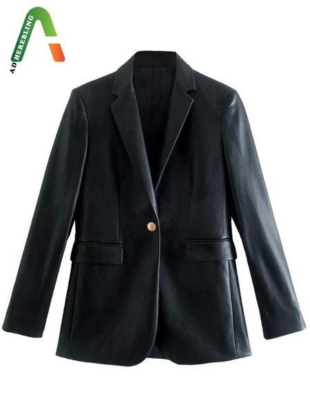 women's leather faux adherebling traf women pu jacket metal single button vintage long sleeve blazers pockets female black suit coat 23
women's leather faux adherebling traf women pu jacket metal single button vintage long sleeve blazers pockets female black suit coat 23