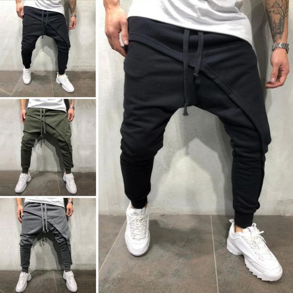men's pants fashion men harem solid color drawstring asymmetric double layer long running jogger baggy for clothings 230131, Black
men's pants fashion men harem solid color drawstring asymmetric double layer long running jogger baggy for clothings 230131, Black