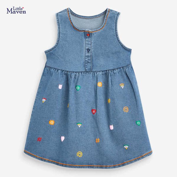 girl's dresses little maven 2023 baby girls summer denim dress cotton with lovely patterns new fashion solid clothes casual kids 2-7 01, Red;yellow
girl's dresses little maven 2023 baby girls summer denim dress cotton with lovely patterns new fashion solid clothes casual kids 2-7 01, Red;yellow