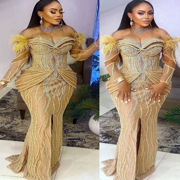 2023 arabic aso ebi gold mermaid prom dresses beaded feather evening formal party second reception birthday engagement gowns dress zj137, Black
2023 arabic aso ebi gold mermaid prom dresses beaded feather evening formal party second reception birthday engagement gowns dress zj137, Black