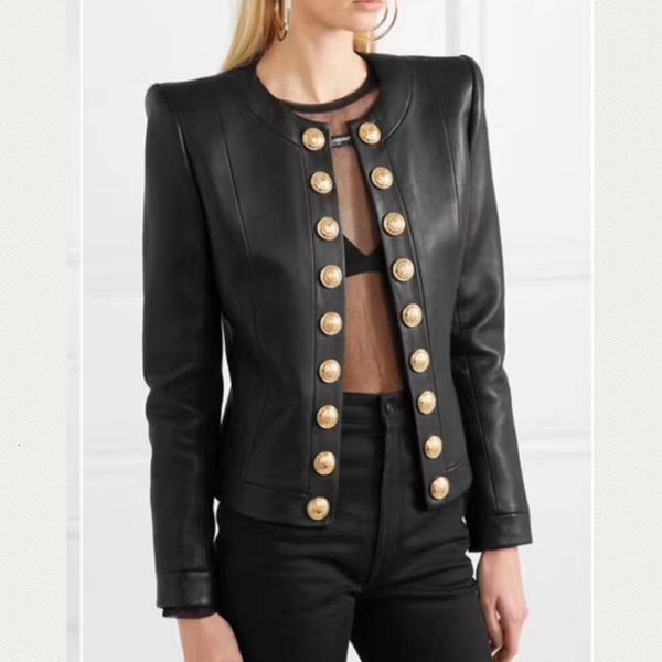 womens leather faux customized double breasted metal buttons leather jacket female round neck soft real coat natural sheep f919 230131, Black
womens leather faux customized double breasted metal buttons leather jacket female round neck soft real coat natural sheep f919 230131, Black