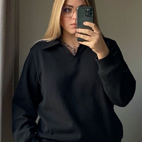 women's hoodies sweatshirts dushu pullover sweater black v-neck loose sweaters long sleeve warm thick all-match beige casual 230131
women's hoodies sweatshirts dushu pullover sweater black v-neck loose sweaters long sleeve warm thick all-match beige casual 230131
