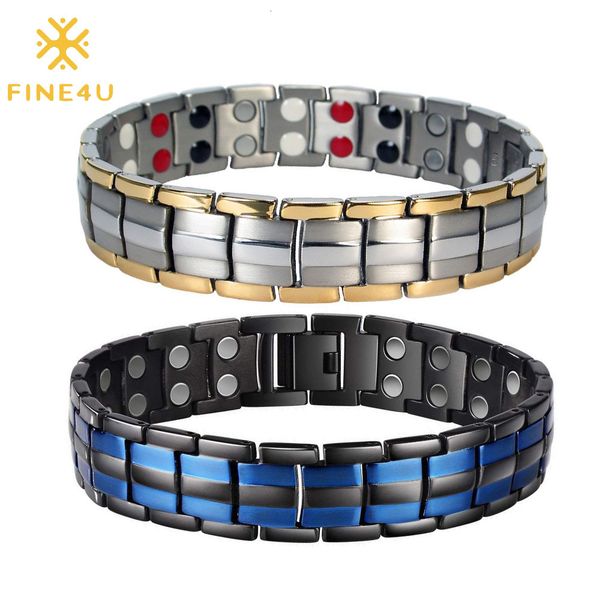 charm bracelets fine4u b387 double row punk health magnetic bracelet men's jewelry hand bracelets bijoux black plated health bracelet 2, Golden;silver
charm bracelets fine4u b387 double row punk health magnetic bracelet men's jewelry hand bracelets bijoux black plated health bracelet 2, Golden;silver