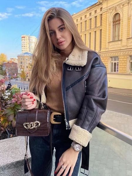 women's jackets winter women jacket coats faux shearling sheepskin coat retro motorcycle jacket fleece woman jackets outerwear xx8704, Black;brown
women's jackets winter women jacket coats faux shearling sheepskin coat retro motorcycle jacket fleece woman jackets outerwear xx8704, Black;brown