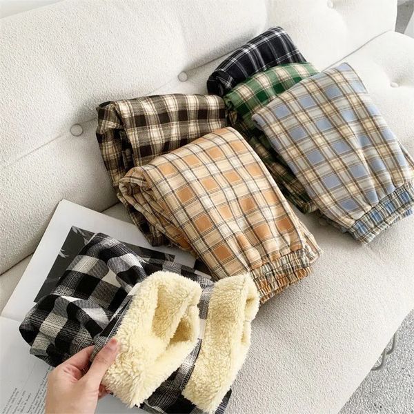 women's pants capris jmprs winter thick plaid pants women korean fashion warm loose wide leg trousers student y2k causal high waist pan, Black;white
women's pants capris jmprs winter thick plaid pants women korean fashion warm loose wide leg trousers student y2k causal high waist pan, Black;white