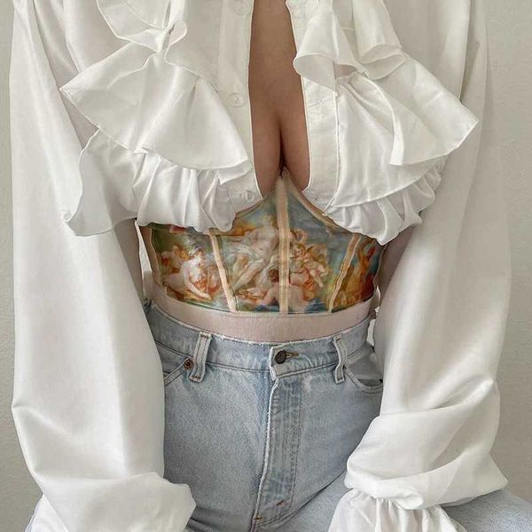 women's tanks camis 90s vintage oil painting print corset fitness elastic shaper with chest support belts y2k aesthetics women bustier, White
women's tanks camis 90s vintage oil painting print corset fitness elastic shaper with chest support belts y2k aesthetics women bustier, White