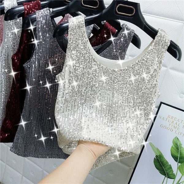 women's tanks camis sparkling sequins round neck vest women's outer wear 2022 summer new bright silk fashion glitter bottoming shi, White
women's tanks camis sparkling sequins round neck vest women's outer wear 2022 summer new bright silk fashion glitter bottoming shi, White