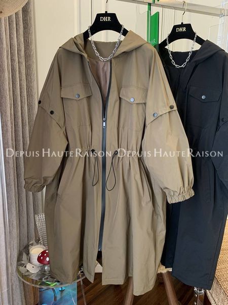 women's trench coats superaen long hooded design style autumn sleece streetwear 230201, Tan;black
women's trench coats superaen long hooded design style autumn sleece streetwear 230201, Tan;black