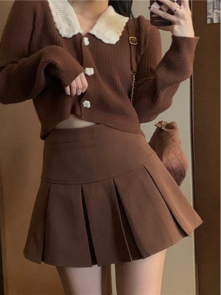 two piece dress korean style knitted suit women's autumn winter warm mini skirts trend chic elegant sweater skirt and cropped set 23013, White
two piece dress korean style knitted suit women's autumn winter warm mini skirts trend chic elegant sweater skirt and cropped set 23013, White