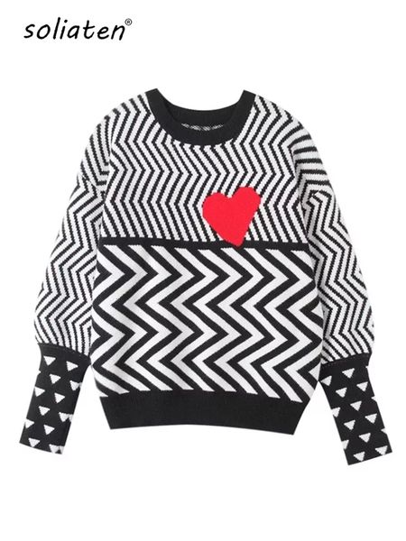 women's sweaters autumn winter women geometric heart pattern long sleeve lovely pullovers knitted loose jumper c-005 230201, White;black
women's sweaters autumn winter women geometric heart pattern long sleeve lovely pullovers knitted loose jumper c-005 230201, White;black