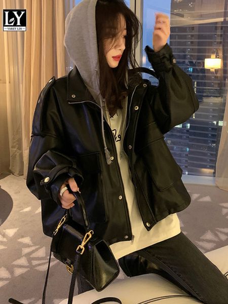 womens leather faux ly varey lin hooded jackets autumn women epaulet pockets button zipper hoodies pu moto biker streetwear 230131, Black
womens leather faux ly varey lin hooded jackets autumn women epaulet pockets button zipper hoodies pu moto biker streetwear 230131, Black