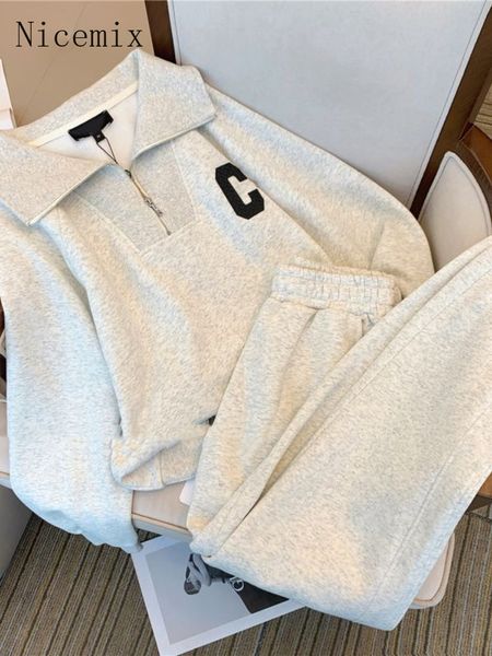 women's tracksuits velvet thickened lapel sweatshirt suit autumn winter oversize long sleeve shirt casual sweatpants leggings 2pcs set, Gray
women's tracksuits velvet thickened lapel sweatshirt suit autumn winter oversize long sleeve shirt casual sweatpants leggings 2pcs set, Gray