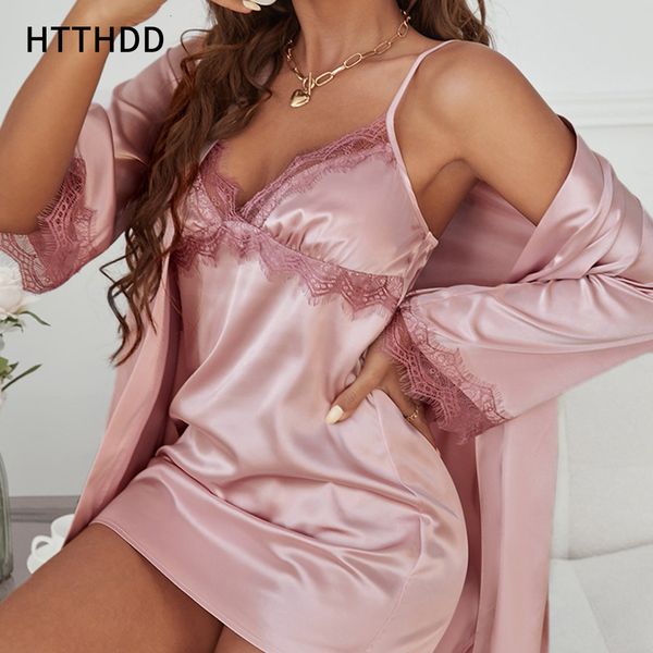 set womens sleepwear htthdd pajamas homewear eyelash lace trim belted satin sleep robe fashion nightdress wedding gift women 230131, Red;black
set womens sleepwear htthdd pajamas homewear eyelash lace trim belted satin sleep robe fashion nightdress wedding gift women 230131, Red;black