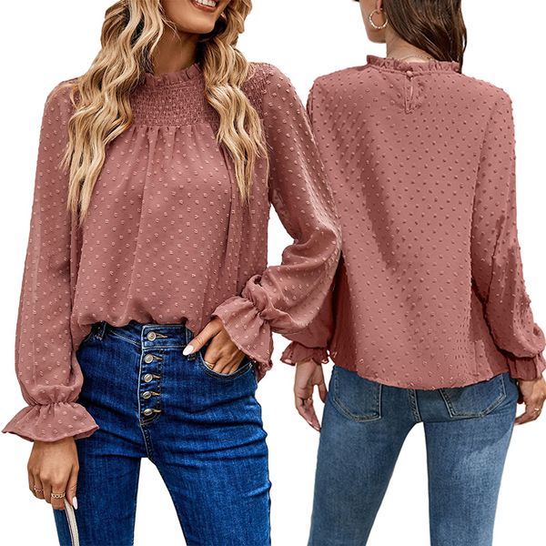 fashion womens designer blouses casual spring clothing women's long sleeve chiffon ruffled blouse loose solid wool ball dot shirts, White
fashion womens designer blouses casual spring clothing women's long sleeve chiffon ruffled blouse loose solid wool ball dot shirts, White