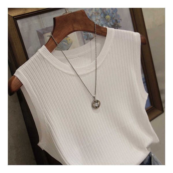 women's tanks camis knitted vests women o-neck solid tank fashion female sleeveless casual thin 2022 summer knit woman shirt gilet fem, White
women's tanks camis knitted vests women o-neck solid tank fashion female sleeveless casual thin 2022 summer knit woman shirt gilet fem, White