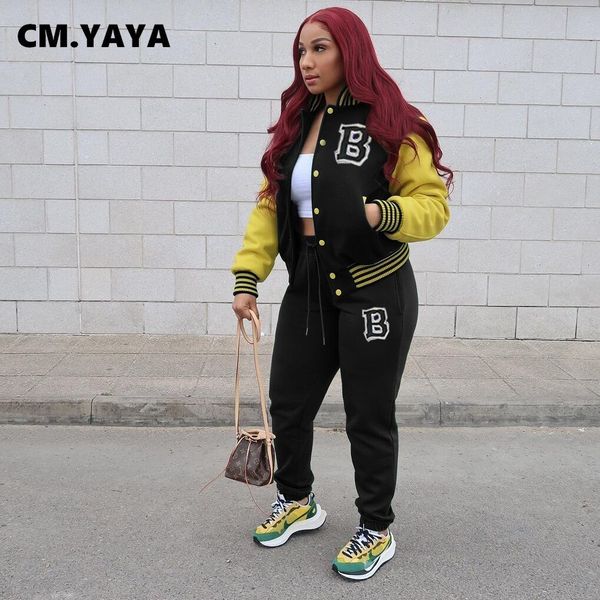 women's two piece pants cm.yaya baseball set autumn winter button up patchwork sweatshirt and matching 2 outfits tracksuit 230201, White
women's two piece pants cm.yaya baseball set autumn winter button up patchwork sweatshirt and matching 2 outfits tracksuit 230201, White