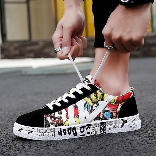 dress shoes casual men vulcanized sneakers men's fashion casual lace-up colorful canvas sport graffiti board 230201, Black
dress shoes casual men vulcanized sneakers men's fashion casual lace-up colorful canvas sport graffiti board 230201, Black