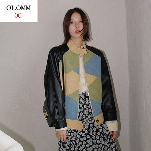 womens leather faux olomm a024 original design pu leather jacket colorblock retro womens clothing ladies motorcycle coat 230131, Black
womens leather faux olomm a024 original design pu leather jacket colorblock retro womens clothing ladies motorcycle coat 230131, Black