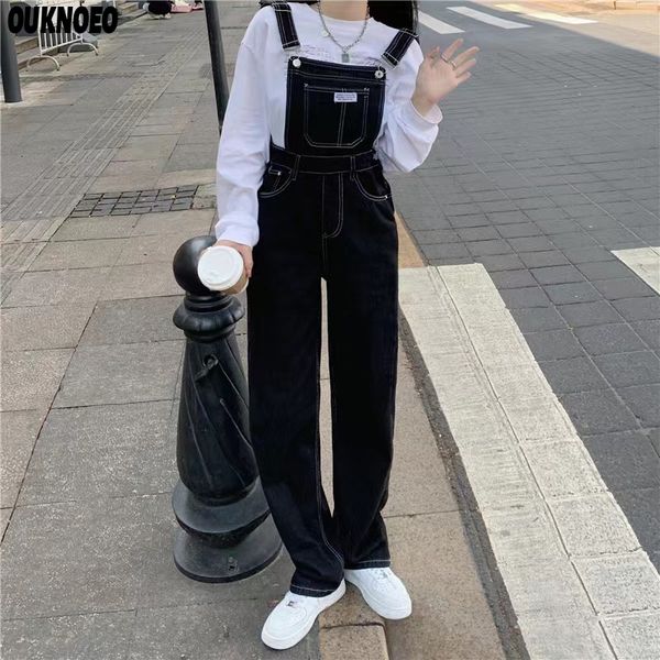 women's jumpsuits rompers spring women denim overalls black straight wide leg korean streetwear loose high waist summer woman thin jump, Black;white
women's jumpsuits rompers spring women denim overalls black straight wide leg korean streetwear loose high waist summer woman thin jump, Black;white