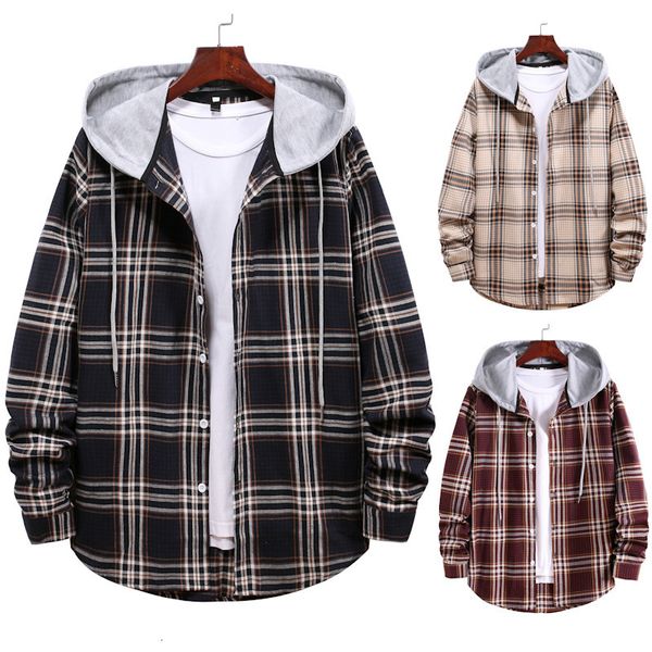 women's jackets foreign trade cross border men's long sleeved plaid shirt leisure loose hooded color matching coats and wome 23020, Black;brown
women's jackets foreign trade cross border men's long sleeved plaid shirt leisure loose hooded color matching coats and wome 23020, Black;brown