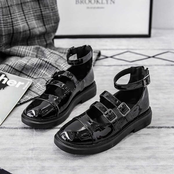 women's small leather shoes 2023 four-season three-button british style jk uniform college flat mary jane single shoes, Black
women's small leather shoes 2023 four-season three-button british style jk uniform college flat mary jane single shoes, Black
