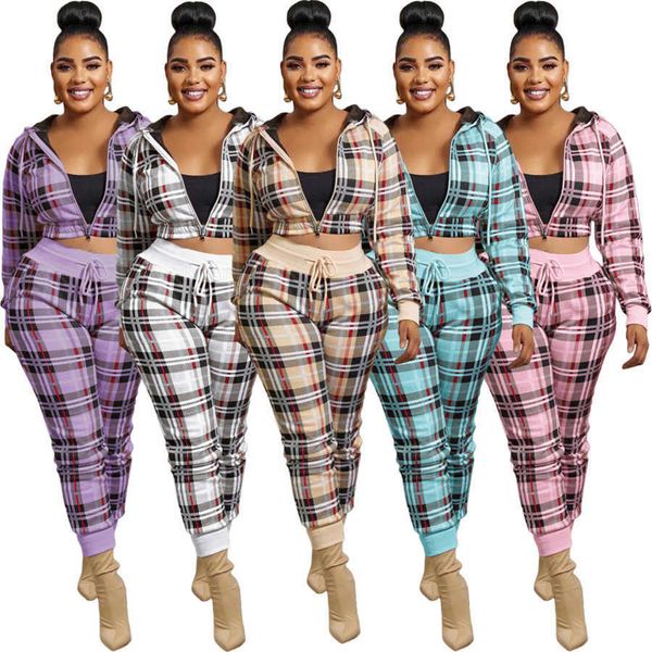 designer new 2023 womens tracksuits plaid zipper hooded coat pants fashion casual sports two-piece set 5 colours, Gray
designer new 2023 womens tracksuits plaid zipper hooded coat pants fashion casual sports two-piece set 5 colours, Gray