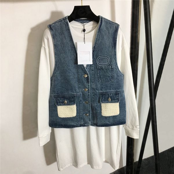 fashion womens denim vest coat dress sets designer letter sleeveless jackets fashion casual t shirts two piece, Black;gray
fashion womens denim vest coat dress sets designer letter sleeveless jackets fashion casual t shirts two piece, Black;gray