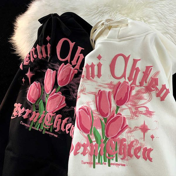 women's hoodies sweatshirts autumn women hoodie sweatshirt tulip flower hooded sweater spring and lazy loose all-match korean jacket y, Black
women's hoodies sweatshirts autumn women hoodie sweatshirt tulip flower hooded sweater spring and lazy loose all-match korean jacket y, Black