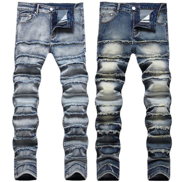men's jeans high street stretch with holes small feet rock and roll fashion slim fit popular embroidery pants trousers sh8x811, Blue
men's jeans high street stretch with holes small feet rock and roll fashion slim fit popular embroidery pants trousers sh8x811, Blue