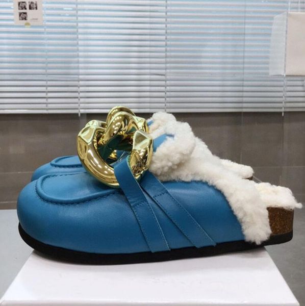 gold chain slippers women wool warm winter shoes round toe genuine leather flat slides woman fur collar winter slippers men, Black
gold chain slippers women wool warm winter shoes round toe genuine leather flat slides woman fur collar winter slippers men, Black