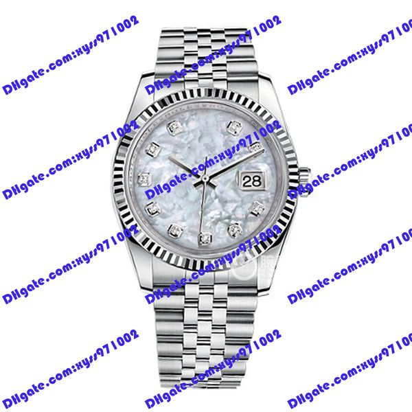highquality watch 2813 automatic mechanical watch 36mm white fritillary dial 116234 women's diamond watch stainless steel strap sapphir, Slivery;brown
highquality watch 2813 automatic mechanical watch 36mm white fritillary dial 116234 women's diamond watch stainless steel strap sapphir, Slivery;brown