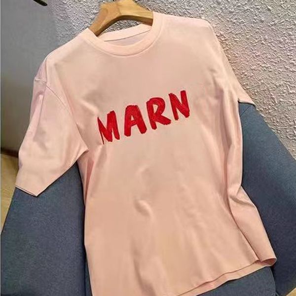 women's t-shirt marn22 summer minority tide brand cursive logo printed cotton t-shirts women loose lovers leisure collar short sleeve, White
women's t-shirt marn22 summer minority tide brand cursive logo printed cotton t-shirts women loose lovers leisure collar short sleeve, White