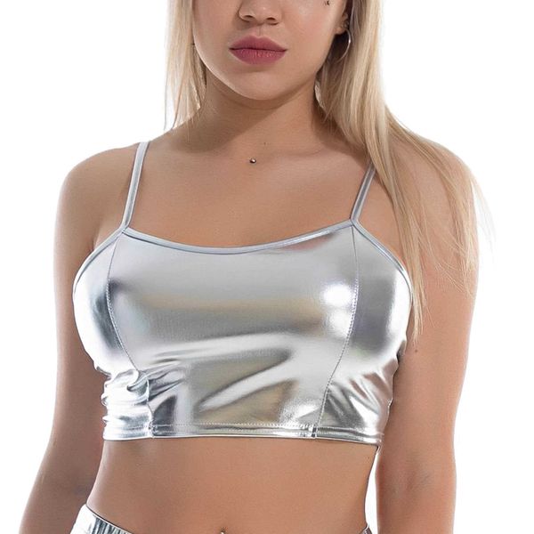 women's tanks camis women shiny metallic crop wet look adjustable strap holographic cami tank rave dance vest party clubwear y2302, White
women's tanks camis women shiny metallic crop wet look adjustable strap holographic cami tank rave dance vest party clubwear y2302, White