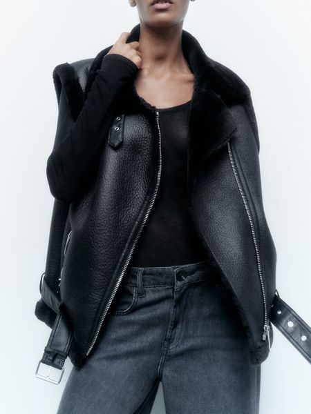 womens vests traf women fashion winter faux leather vest jacket fleece llning thicken warm coat vintage pu female waistcoat chic 230202, Black;white
womens vests traf women fashion winter faux leather vest jacket fleece llning thicken warm coat vintage pu female waistcoat chic 230202, Black;white
