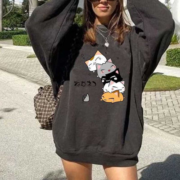 women's hoodies sweatshirts harajuku anime kawaii cute cat print drop-shoulder pullovers sweatshirt hoodie sudaderas con capucha y2302, Black
women's hoodies sweatshirts harajuku anime kawaii cute cat print drop-shoulder pullovers sweatshirt hoodie sudaderas con capucha y2302, Black