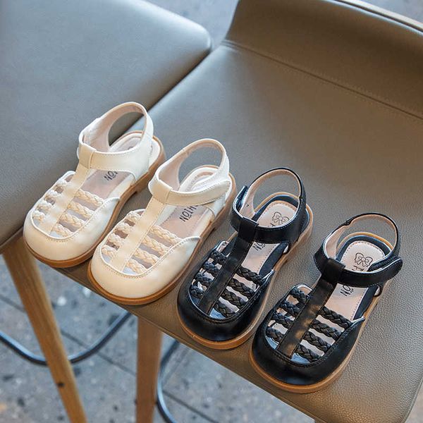 girls weave versatile japanese style 2022 solid beige kids fashion simple sandals covered toes pu casual princess children shoes 0202, Black;red
girls weave versatile japanese style 2022 solid beige kids fashion simple sandals covered toes pu casual princess children shoes 0202, Black;red