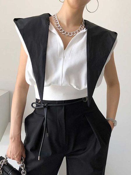 women's hoodies sweatshirts shengpalae womem's sweatshirt contrast color v-neck sleeveless summer 2023 new fashion tide straight c, Black
women's hoodies sweatshirts shengpalae womem's sweatshirt contrast color v-neck sleeveless summer 2023 new fashion tide straight c, Black