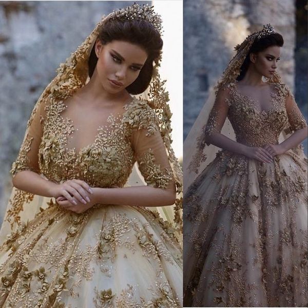 2023 gold a line wedding dresses jewel neck half sleeves 3d floral flowers lace crystal beads vintage boho bridal gowns open back sweep trai, White
2023 gold a line wedding dresses jewel neck half sleeves 3d floral flowers lace crystal beads vintage boho bridal gowns open back sweep trai, White