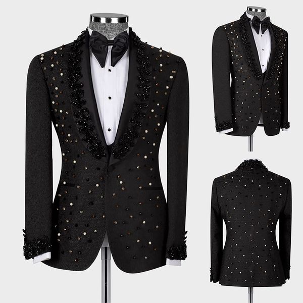 luxury men tuxedos tailor made 2 pieces one button crystal beads wedding suits formal business prom party tailored, Black;gray
luxury men tuxedos tailor made 2 pieces one button crystal beads wedding suits formal business prom party tailored, Black;gray