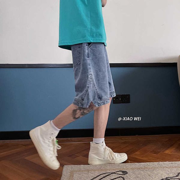 men's shorts 2021 summer new loose jeans fashion slit decor denim dark blue pants male brand clothes s-2xl y2302, White;black
men's shorts 2021 summer new loose jeans fashion slit decor denim dark blue pants male brand clothes s-2xl y2302, White;black