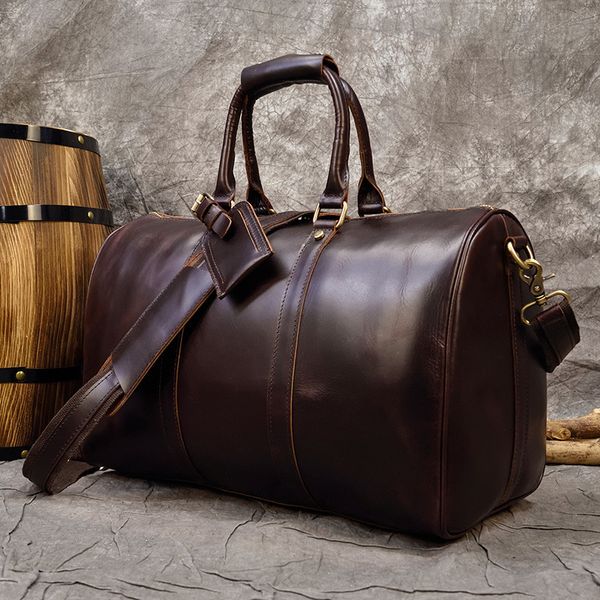 

duffel bags maheu fashion oli leather travel hand luggages men's duffle handbags for travelling business tote brand designer men 230202